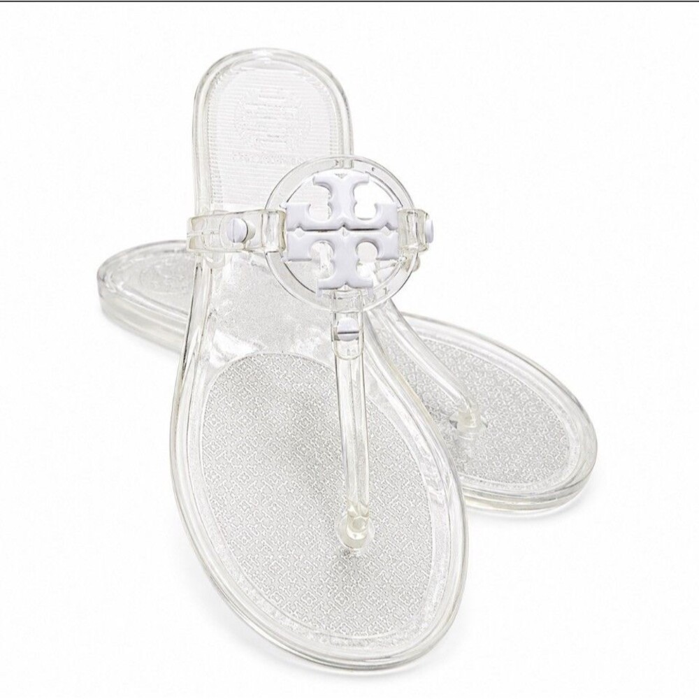 NEW Tory Burch Miller Clear PVC Jelly Thong Sandals White Women’s Size 4